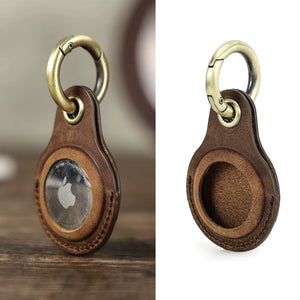 AirTag Lederhalter aus echtem Leder als Schlüsselanhänger