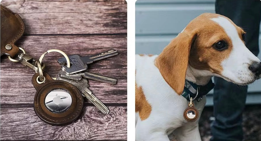 AirTag Lederhalter aus echtem Leder als Schlüsselanhänger