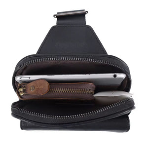 Brustbeutel Core – Leder Crossbody Tasche Schwarz