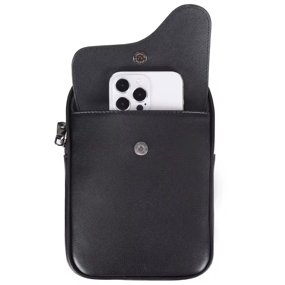 Brustbeutel Core – Leder Crossbody Tasche Schwarz