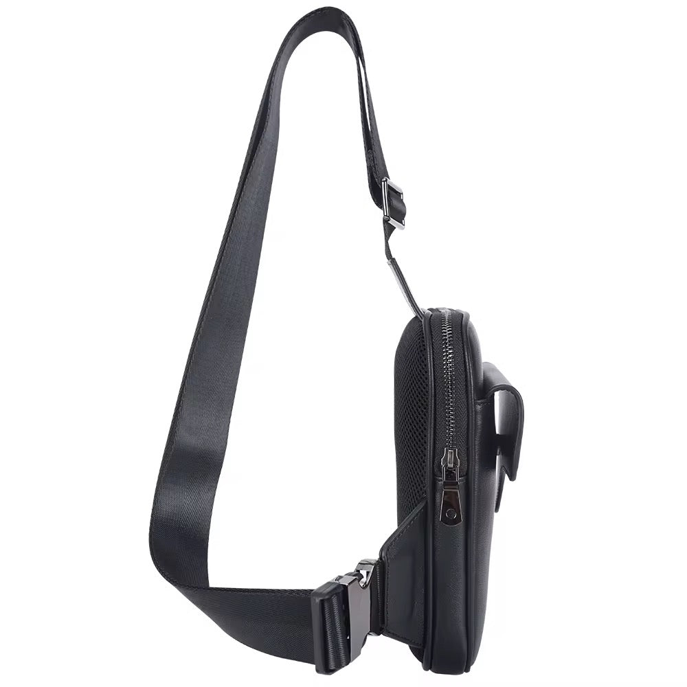 Brustbeutel Core – Leder Crossbody Tasche Schwarz