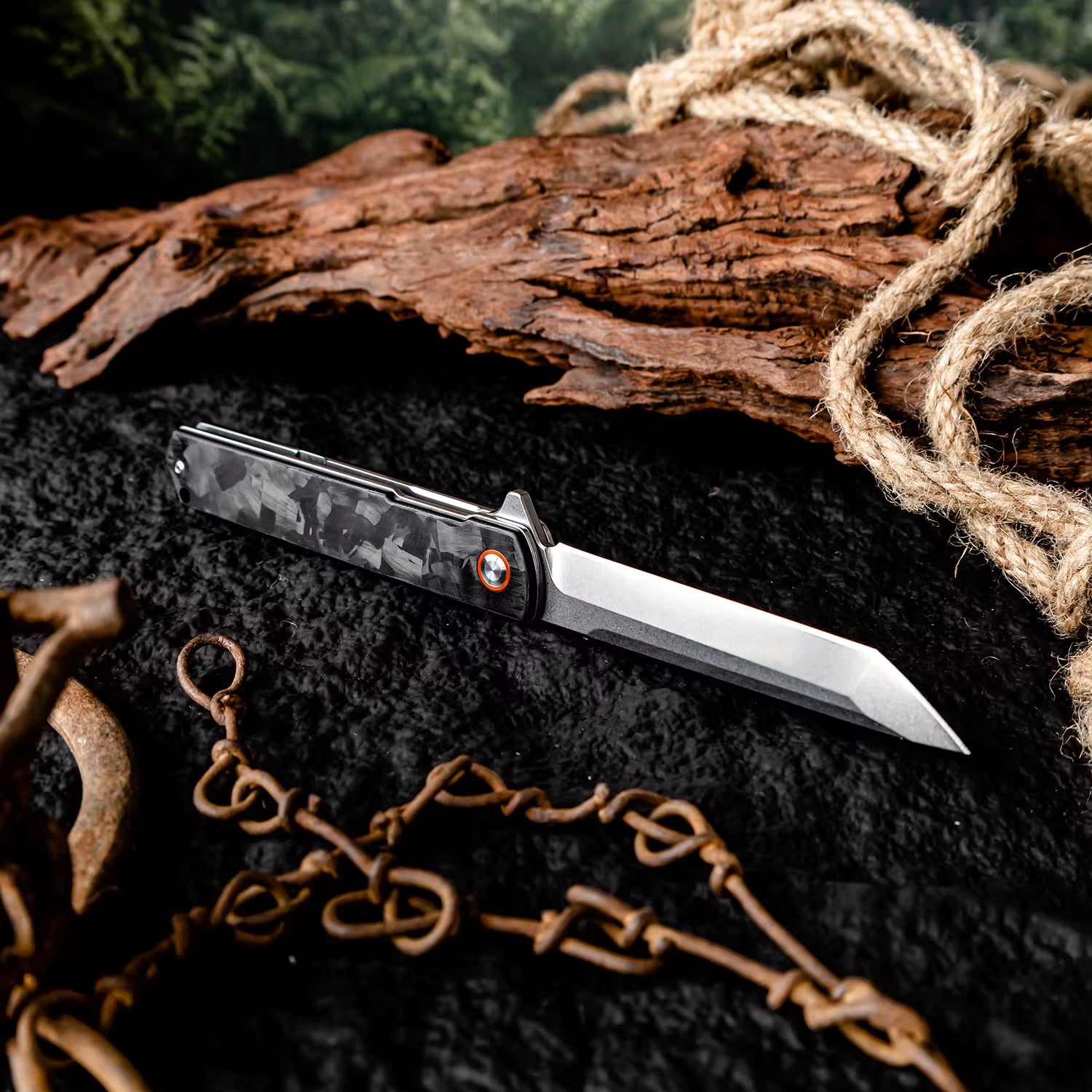 GM-Strantz Forge D2 Klappmesser – Robustes Outdoor & EDC Messer mit Carbon-Griff