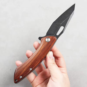 GM-Strantz Lynx D2 Klappmesser – Holzgriff für Outdoor & EDC