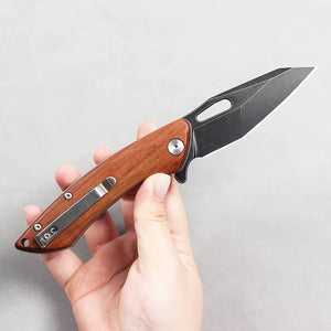 GM-Strantz Lynx D2 Klappmesser – Holzgriff für Outdoor & EDC