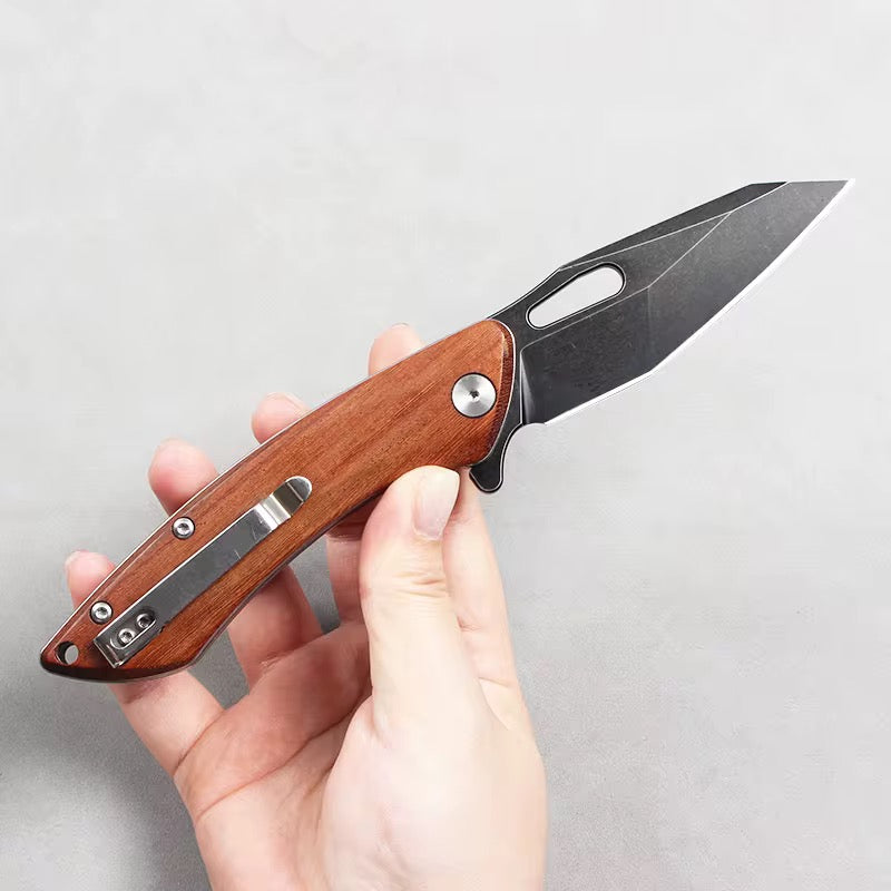 GM-Strantz Lynx D2 Klappmesser – Holzgriff für Outdoor & EDC