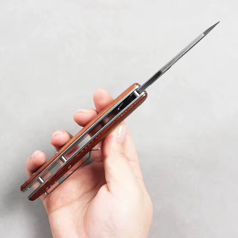 GM-Strantz Lynx D2 Klappmesser – Holzgriff für Outdoor & EDC