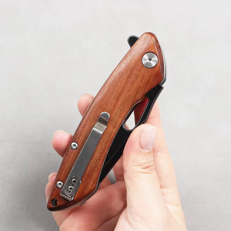 GM-Strantz Lynx D2 Klappmesser – Holzgriff für Outdoor & EDC
