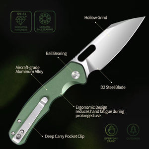 GM-Strantz Viper D2 Klappmesser – Aluminiumgriff für EDC & Outdoor