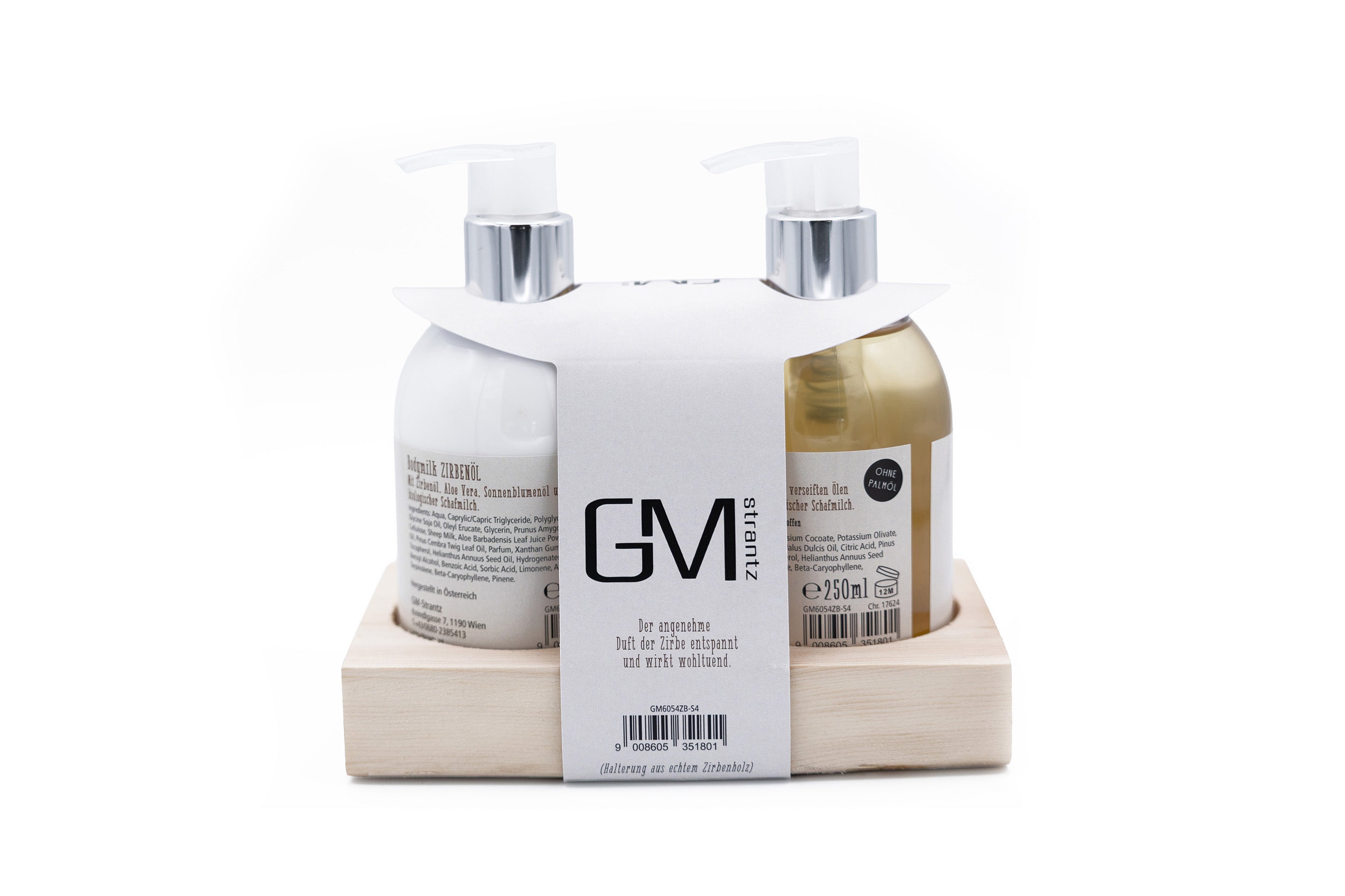 Pflegeset Flüssigseife & Bodymilk Zirbe