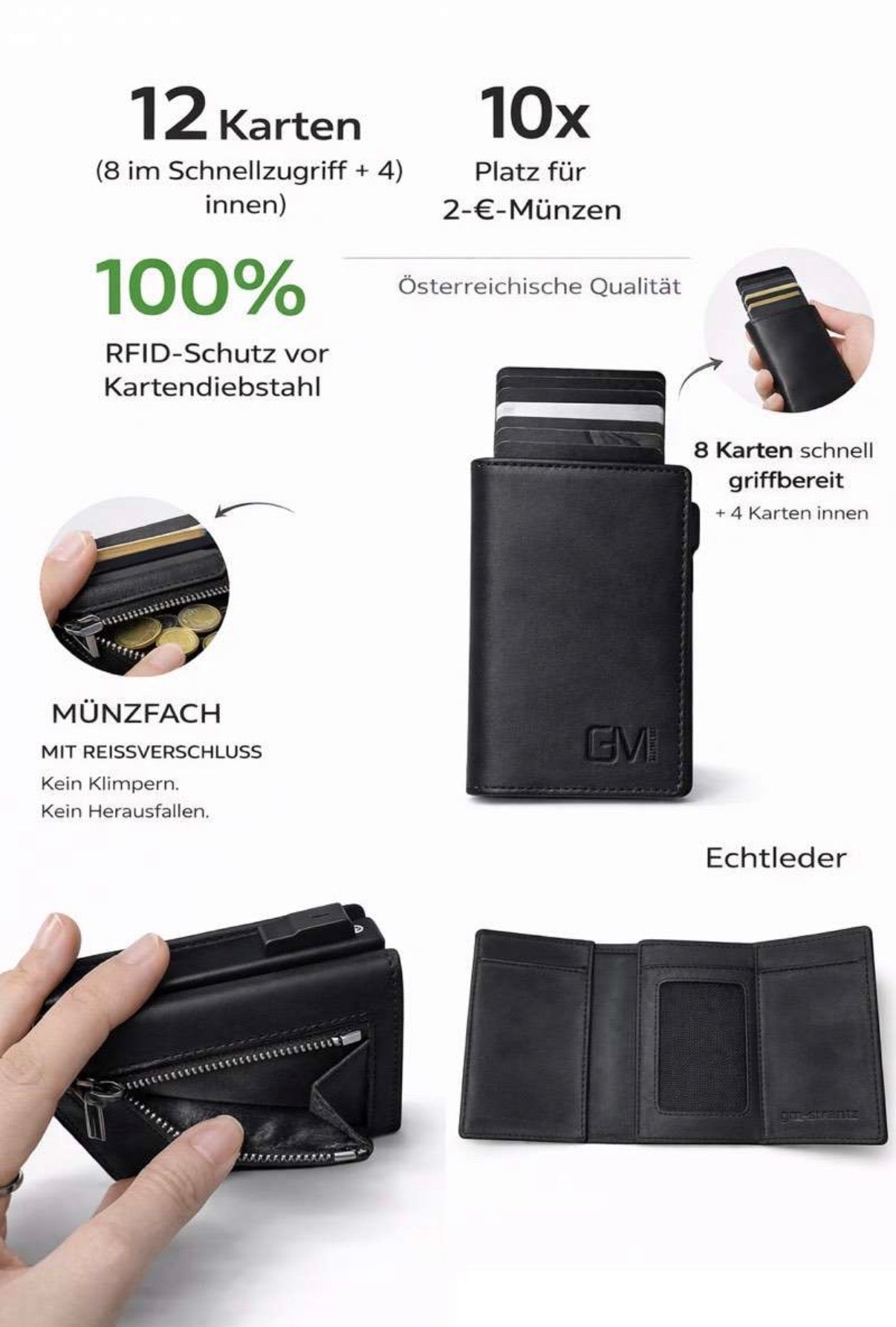 Leder Geldbörse Vienna Slim – RFID Schutz & kompaktes Design